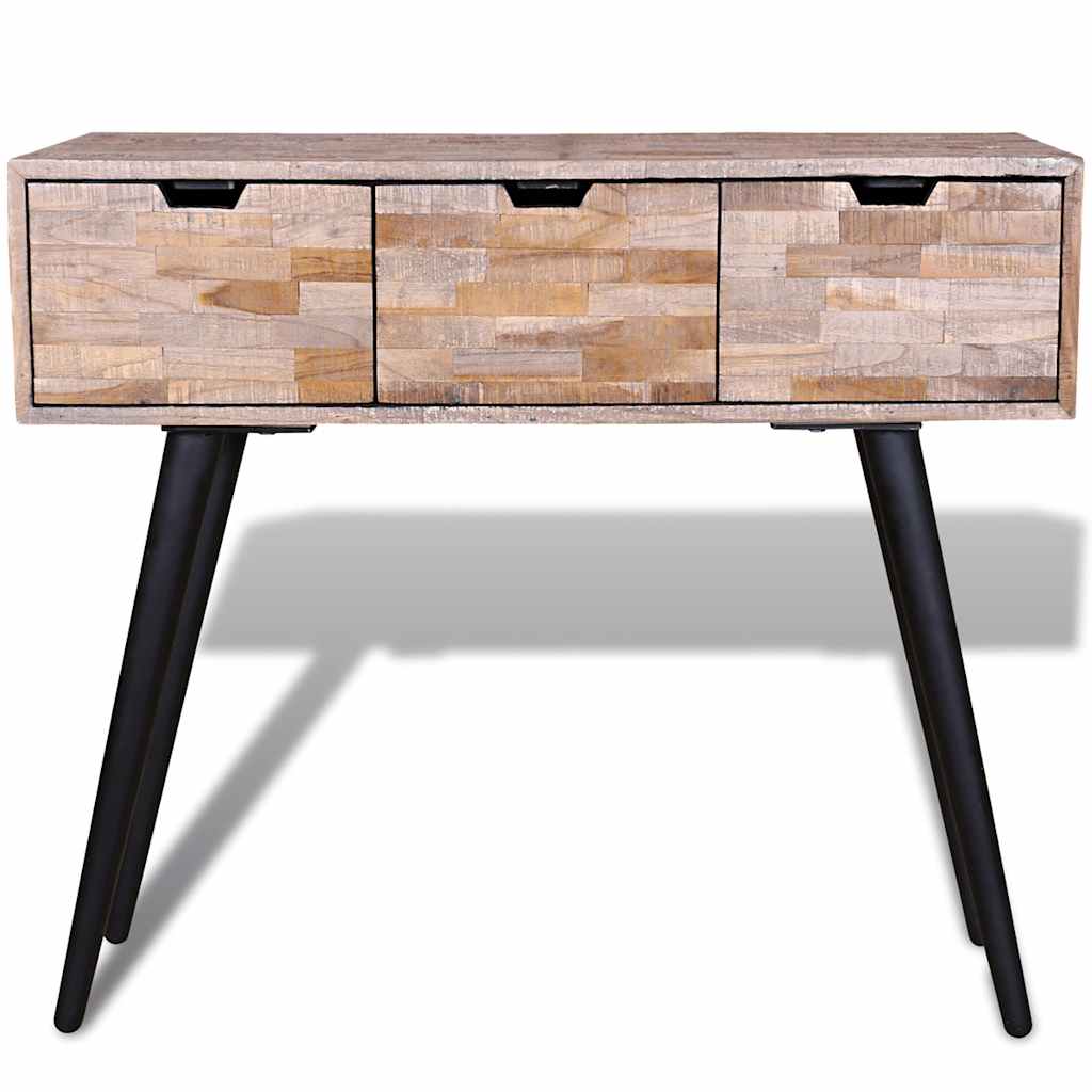 vidaXL Console Table with 3 Drawers Reclaimed Teak Wood 2