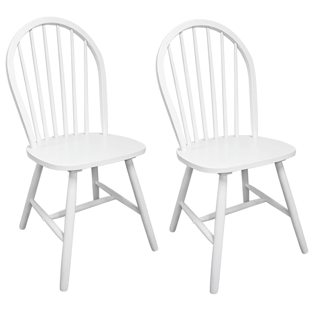 vidaXL Dining Chairs 2 pcs White Solid Rubber Wood 2