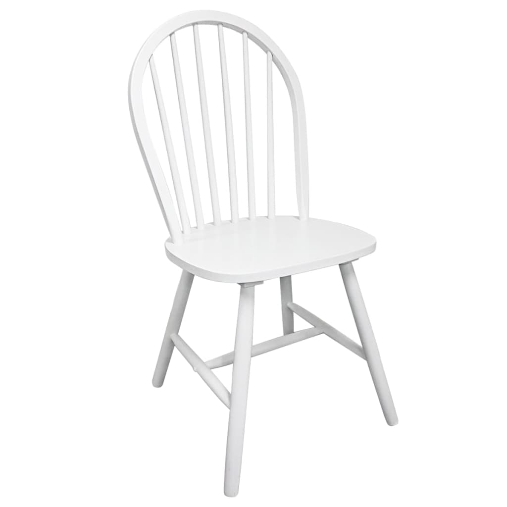 vidaXL Dining Chairs 2 pcs White Solid Rubber Wood 4