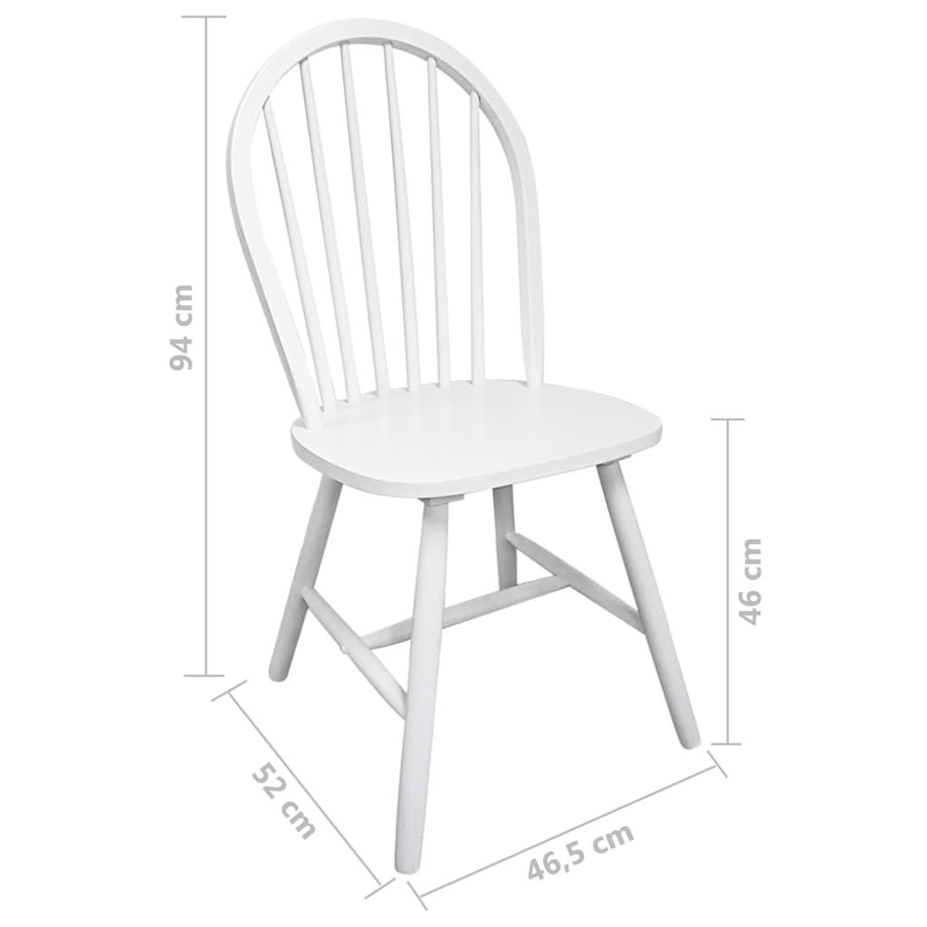 vidaXL Dining Chairs 2 pcs White Solid Rubber Wood 6