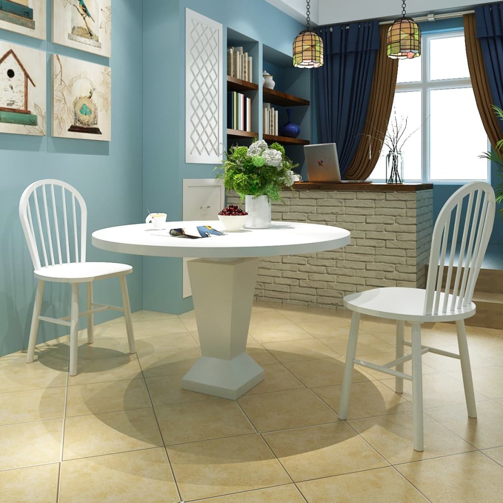 vidaXL Dining Chairs 2 pcs White Solid Rubber Wood 1