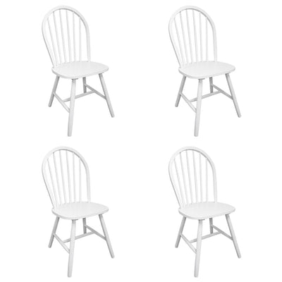 Dining Chairs 4 pcs White Solid Rubber Wood