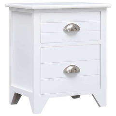 vidaXL Nightstand 2 pcs with 2 Drawers White 3