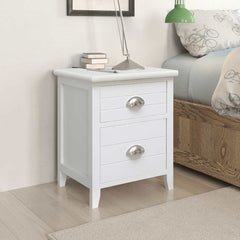 vidaXL Nightstand 2 pcs with 2 Drawers White 1