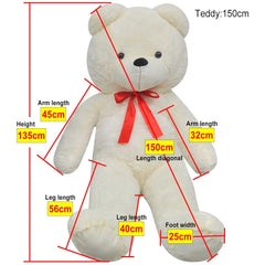 vidaXL XXL Soft Plush Teddy Bear Toy White 135 cm 5
