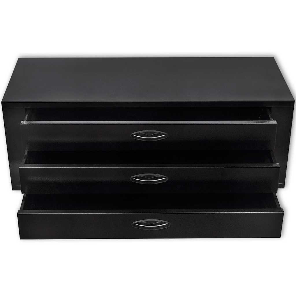 vidaXL Metal Tool Chest 3 Drawers Black 3