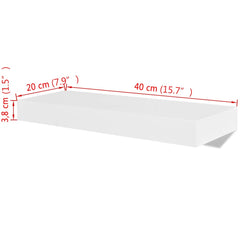vidaXL 2 White MDF Floating Wall Display Shelves Book/DVD Storage 5