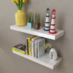 vidaXL Wall Shelf | Set of 2 | White | MDF | Wall Mounting | Wall Shelf 1