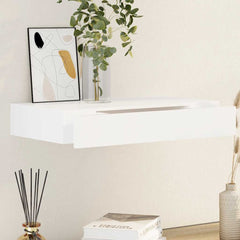 White MDF Floating Wall Display Shelf 1 Drawer Book/DVD Storage 1