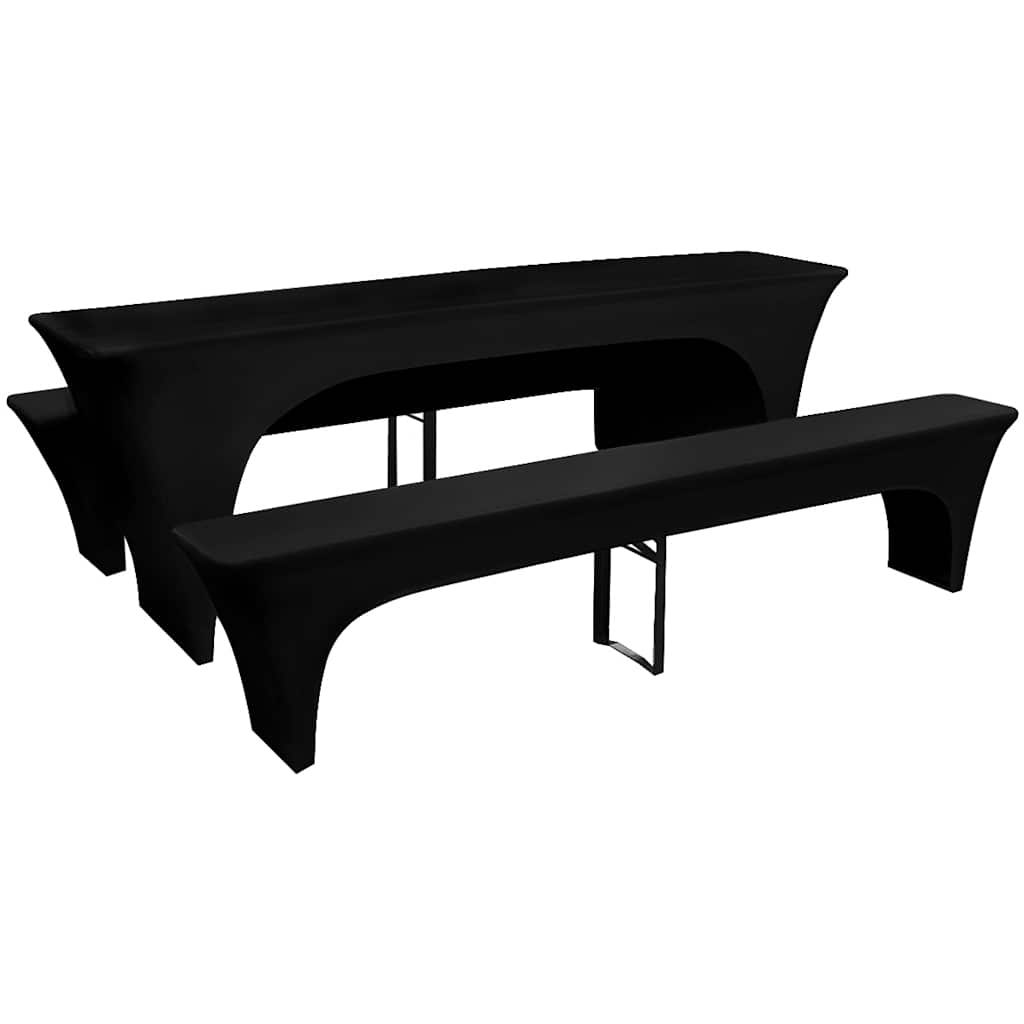 vidaXL Table Cover | Set of 3 | Black | Polyester, Elastane | Large 1