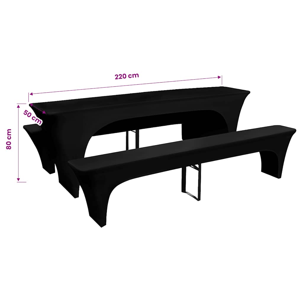 vidaXL Table Cover | Set of 3 | Black | Polyester, Elastane | Large 3