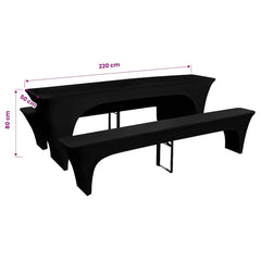 vidaXL Table Cover | Set of 3 | Black | Polyester, Elastane | Large 3