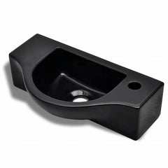Ceramic Bathroom Sink Basin with Faucet Hole Black 2