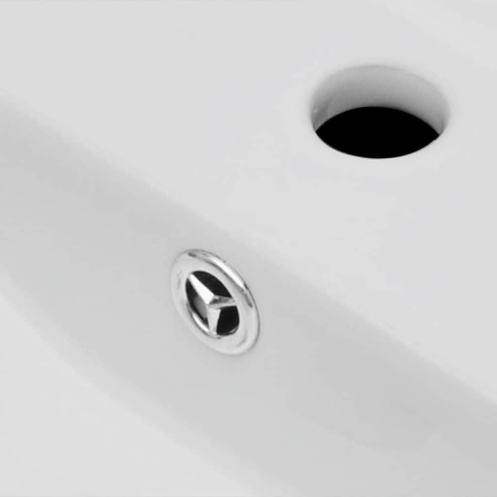 Ceramic Bathroom Sink Basin Faucet/Overflow Hole Rectangular White