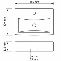 Ceramic Bathroom Sink Basin Faucet/Overflow Hole Rectangular White