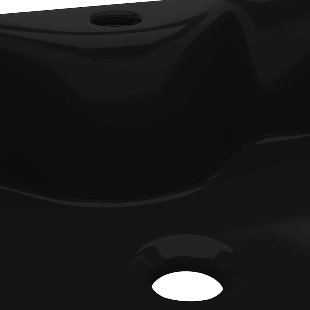 Ceramic Bathroom Sink Basin with Faucet Hole Black Square 6