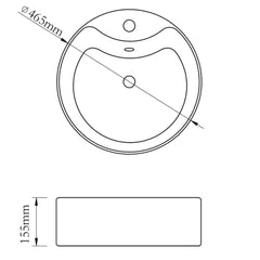 Ceramic Bathroom Sink Basin Faucet/Overflow Hole Black Round 6