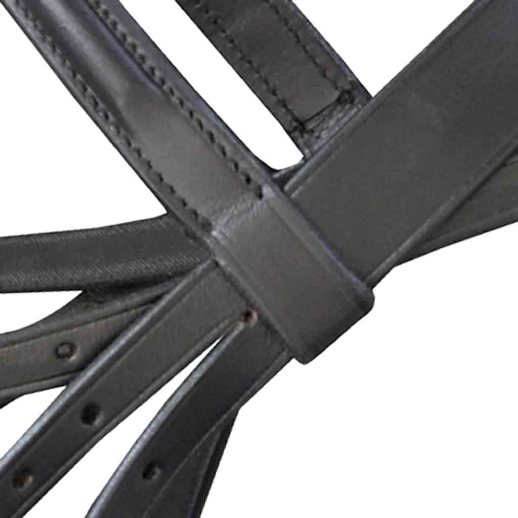 vidaXL Leather Flash Bridle with Reins and Bit Black Cob 4