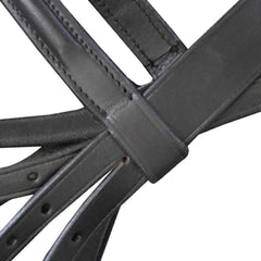 vidaXL Leather Flash Bridle with Reins and Bit Black Cob 4