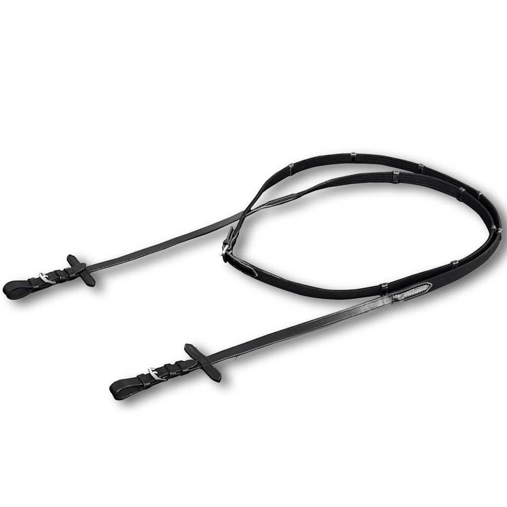 vidaXL Leather Flash Bridle with Reins and Bit Black Cob 5
