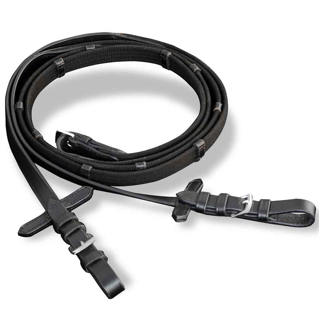 vidaXL Leather Flash Bridle with Reins and Bit Black Cob 6