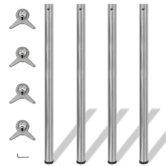 4 Height Adjustable Table Legs Brushed nickel 1100 mm