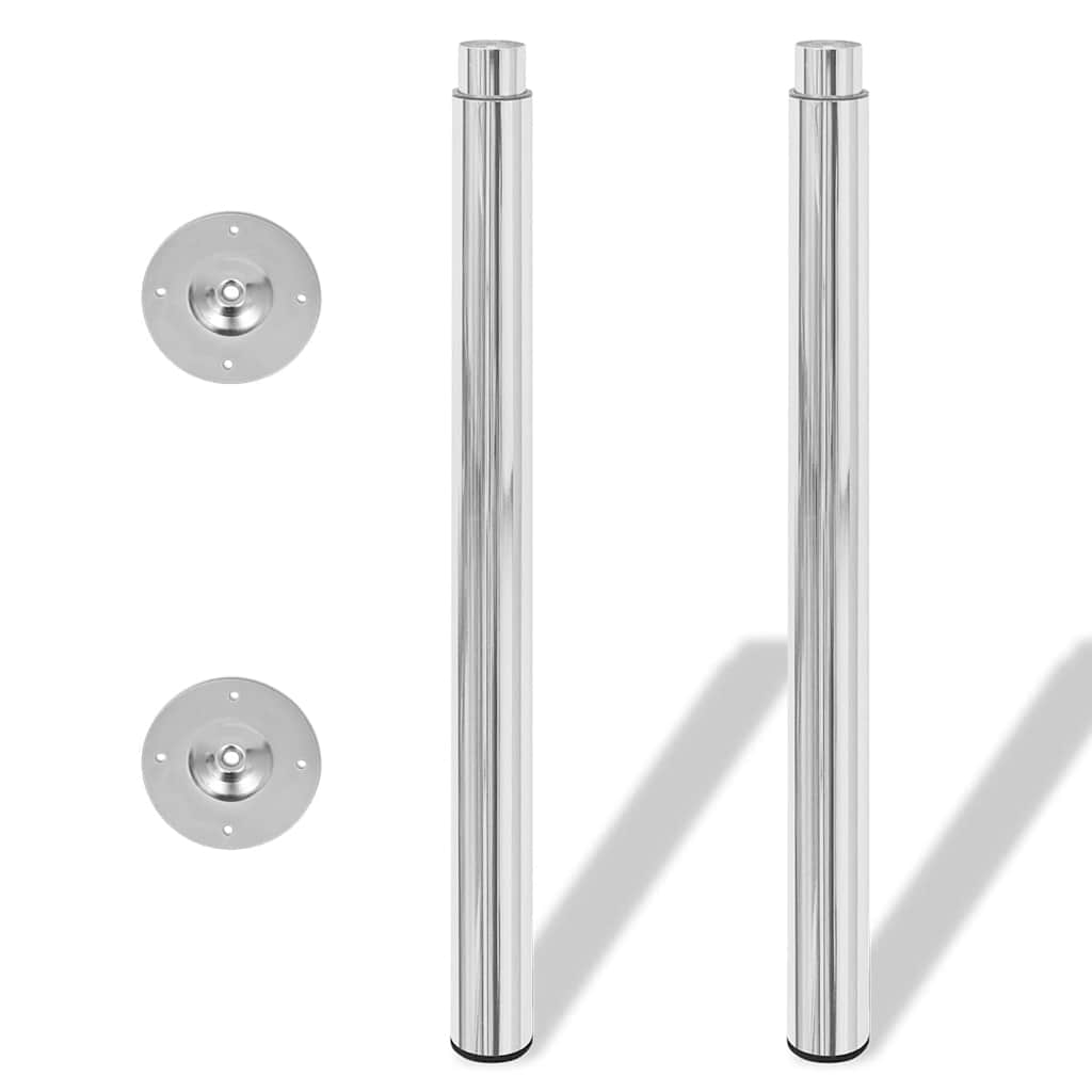 vidaXL Table Leg | Set of 2 | Chrome | Iron | Medium | Height-Adjustable 2