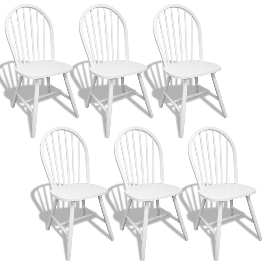 vidaXL Dining Chairs 6 pcs White Solid Rubber Wood 2