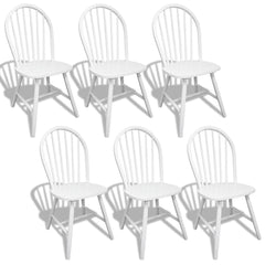 vidaXL Dining Chairs 6 pcs White Solid Rubber Wood 2