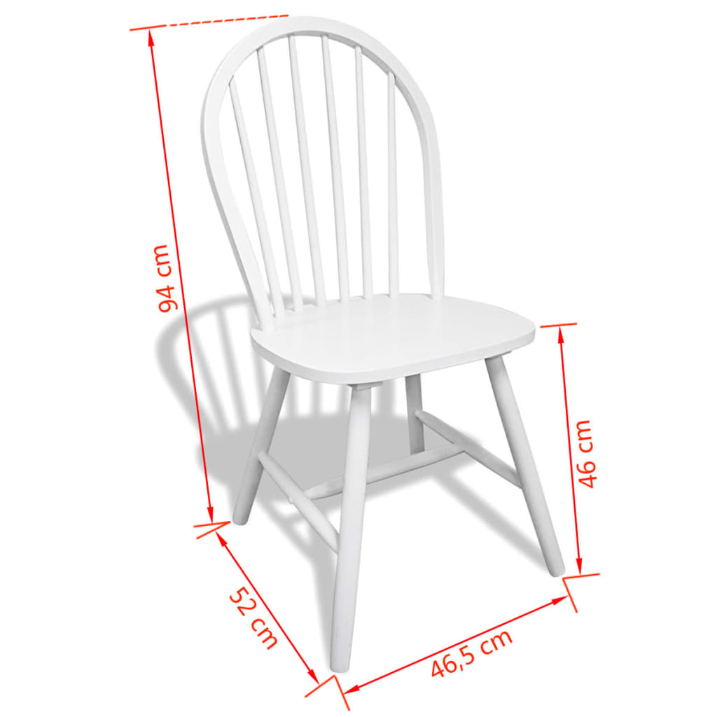vidaXL Dining Chairs 6 pcs White Solid Rubber Wood 6