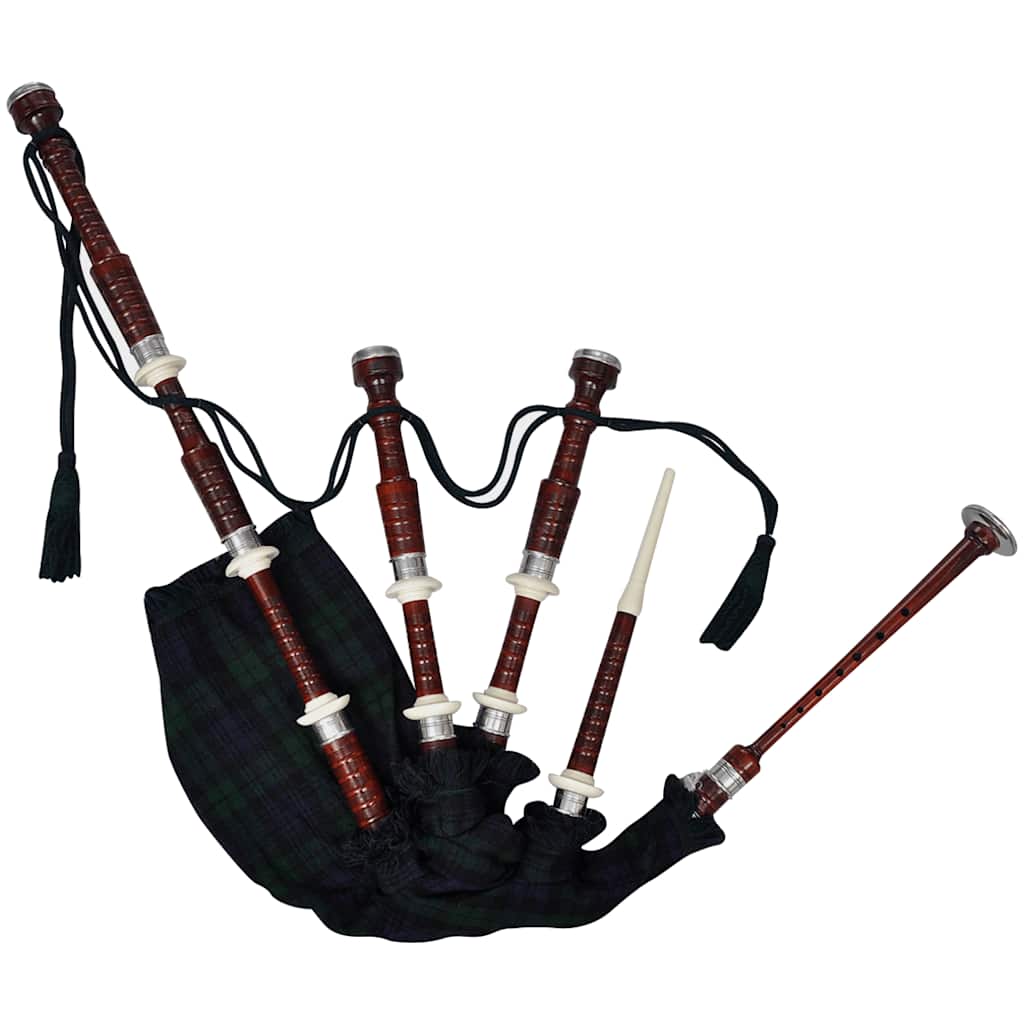 Scottish Great Highland Bagpipe Green Black Watch Tartan 1
