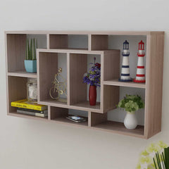 242549 Floating Wall Display Shelf 8 Compartments Oak Colour 5