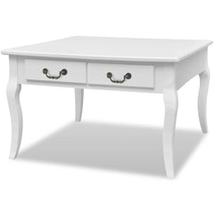 vidaXL Coffee Table with 4 Drawers White 2