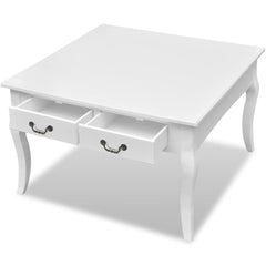 vidaXL Coffee Table with 4 Drawers White 3