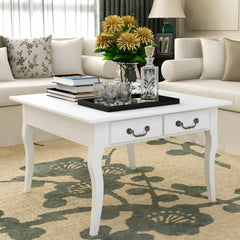 vidaXL Coffee Table with 4 Drawers White 1