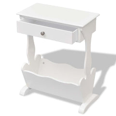 vidaXL Magazine Rack | White | MDF and Solid Fir Wood | Small | Magazine Rack 2
