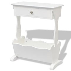 vidaXL Magazine Rack | White | MDF and Solid Fir Wood | Small | Magazine Rack 3