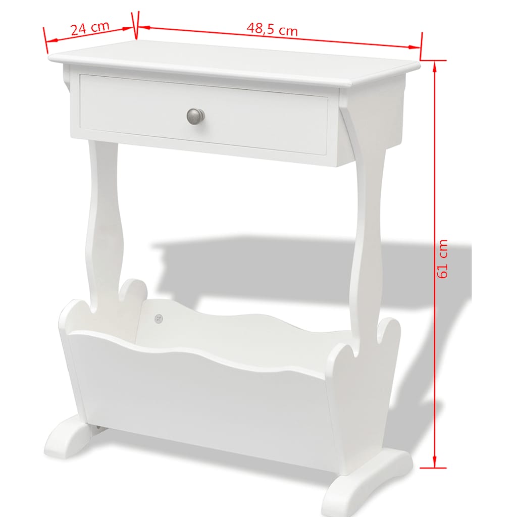 vidaXL Magazine Rack | White | MDF and Solid Fir Wood | Small | Magazine Rack 6
