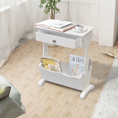 vidaXL Magazine Rack | White | MDF and Solid Fir Wood | Small | Magazine Rack 1