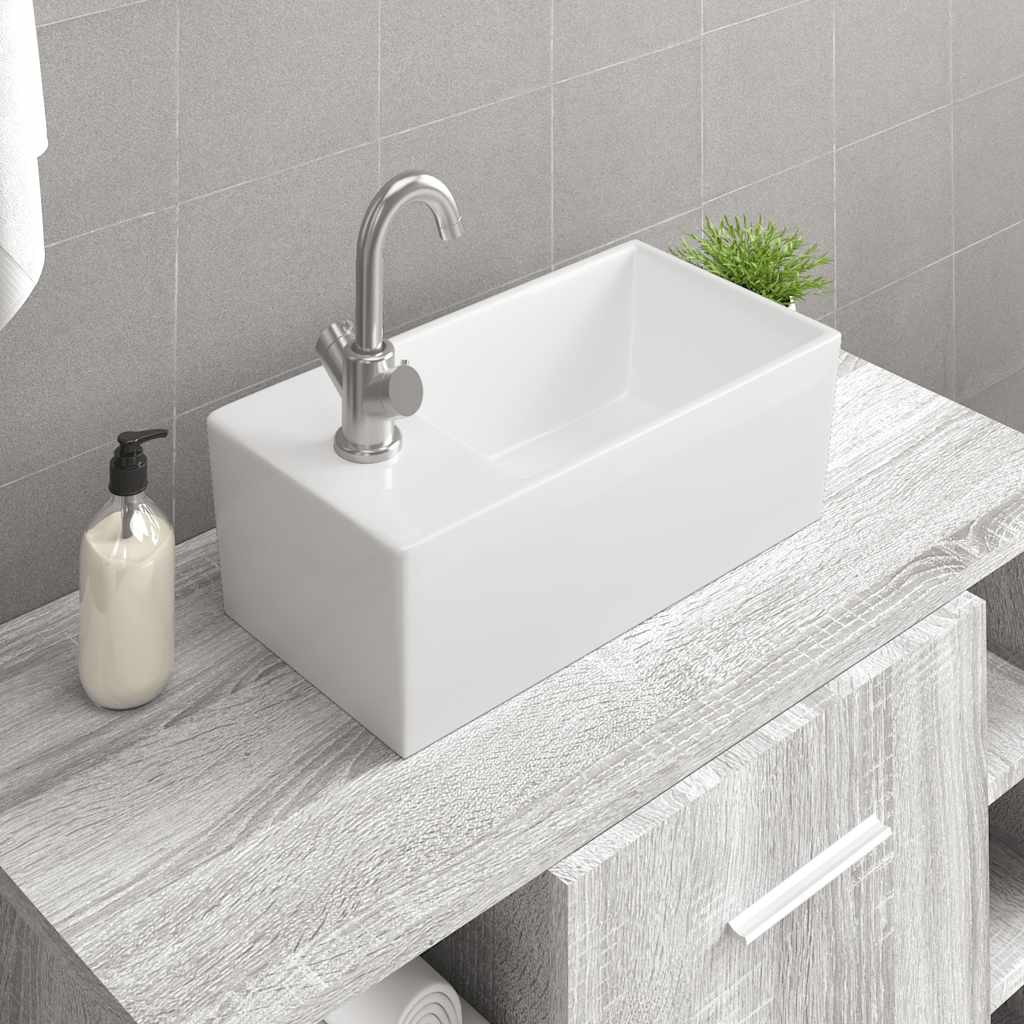 vidaXL Wash Basin White 48x25x15 cm Ceramic 1