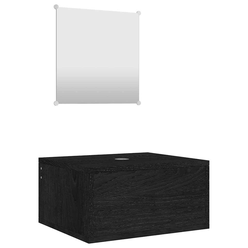 2 Piece Bathroom Furniture Set Engineered Wood Black