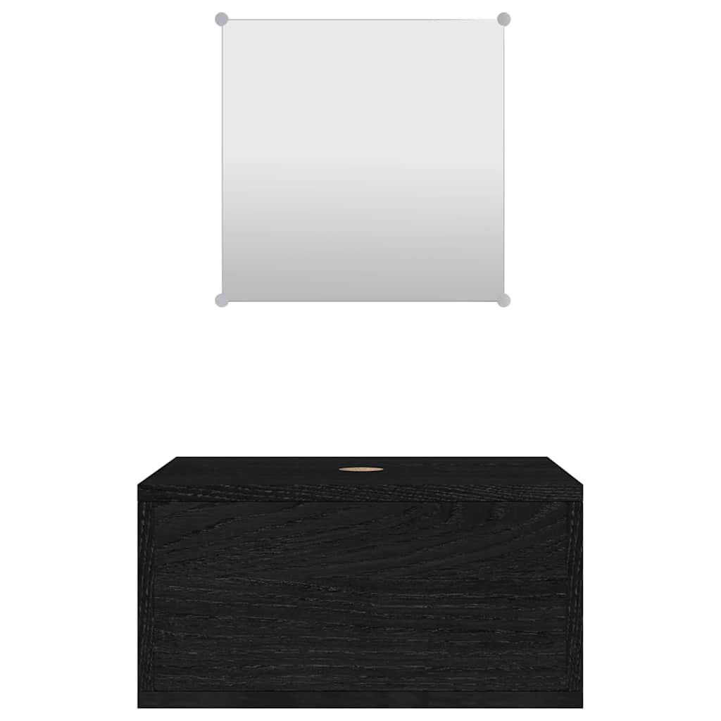 2 Piece Bathroom Furniture Set Engineered Wood Black