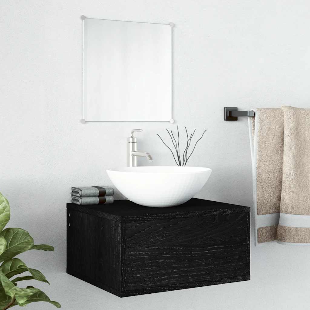 2 Piece Bathroom Furniture Set Engineered Wood Black
