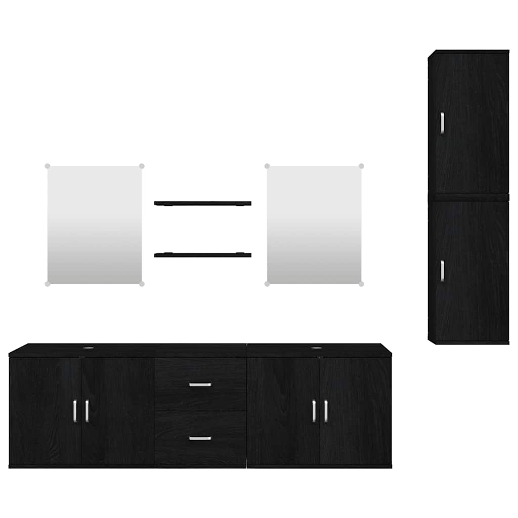 vidaXL 7 Piece Bathroom Furniture Set Black Engineered Wood 3
