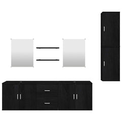 vidaXL 7 Piece Bathroom Furniture Set Black Engineered Wood 3