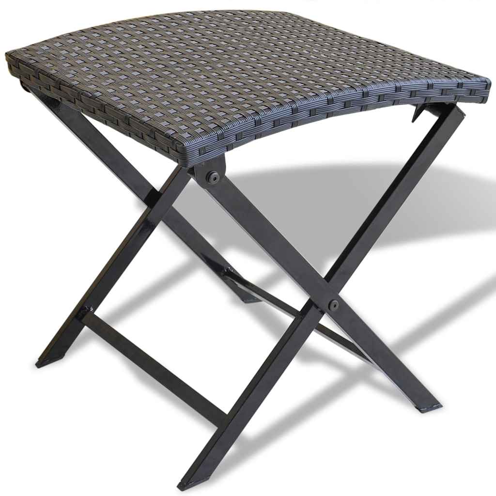 vidaXL Garden Chair | Black | Poly Rattan | Collapsible | Folding Stool | Square 1