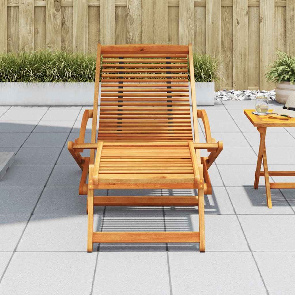 41806 vidaXL Deck Chair with Footrest Solid Acacia Wood 3