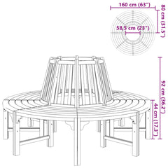 41777 vidaXL Tree Bench Ø 160 cm Wood 4
