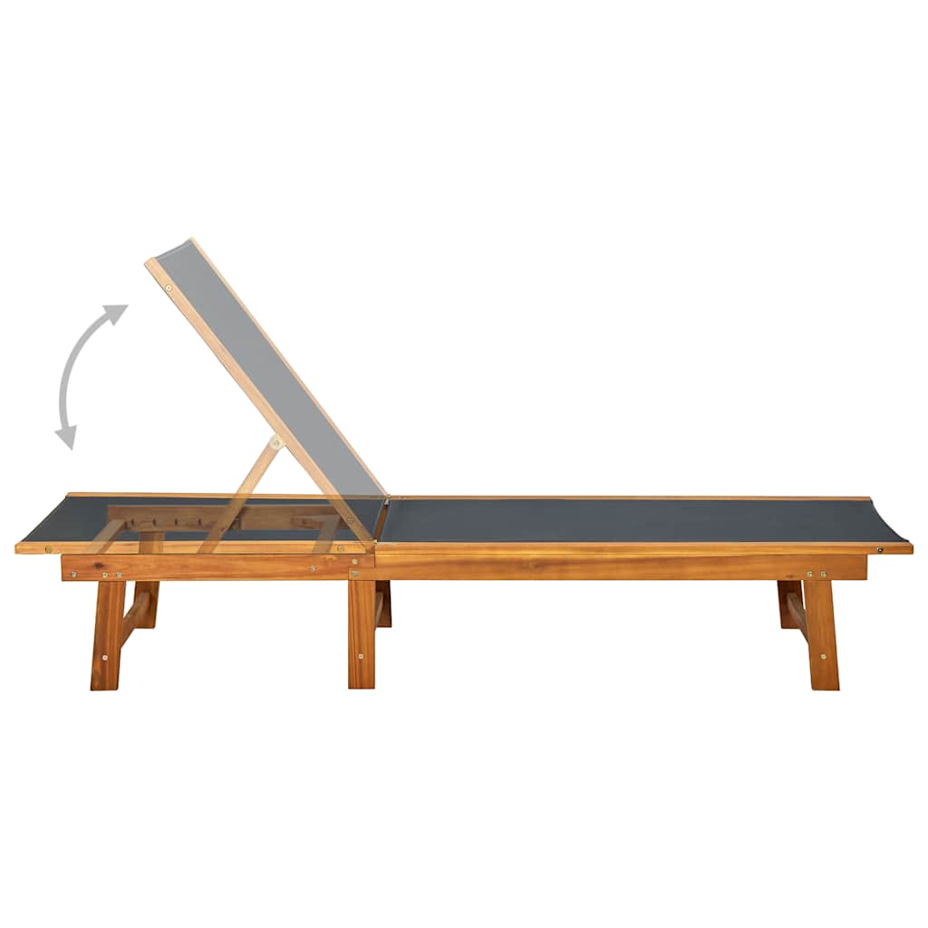 Sun Loungers 2 pcs Solid Wood Acacia and Textilene Black Sun lounger