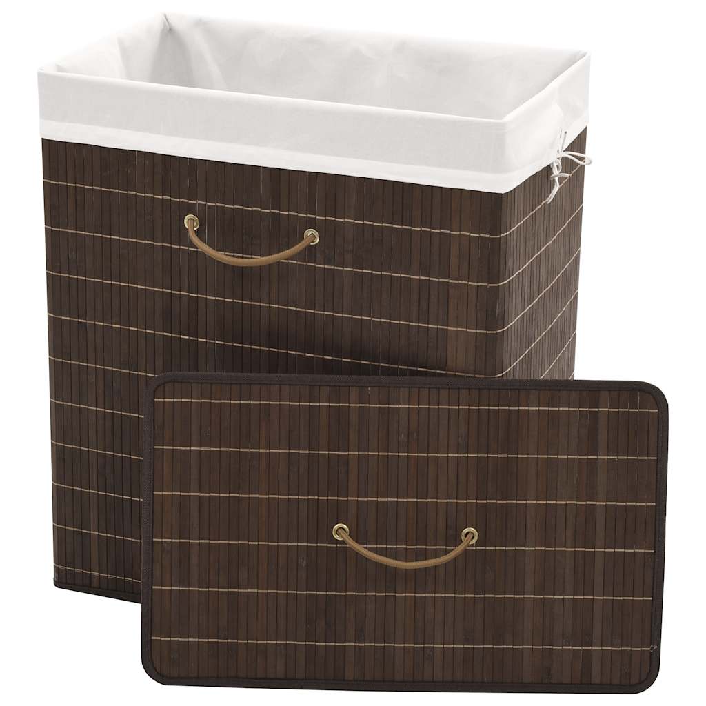 Bamboo Laundry Bin Rectangular Dark Brown, image 2
